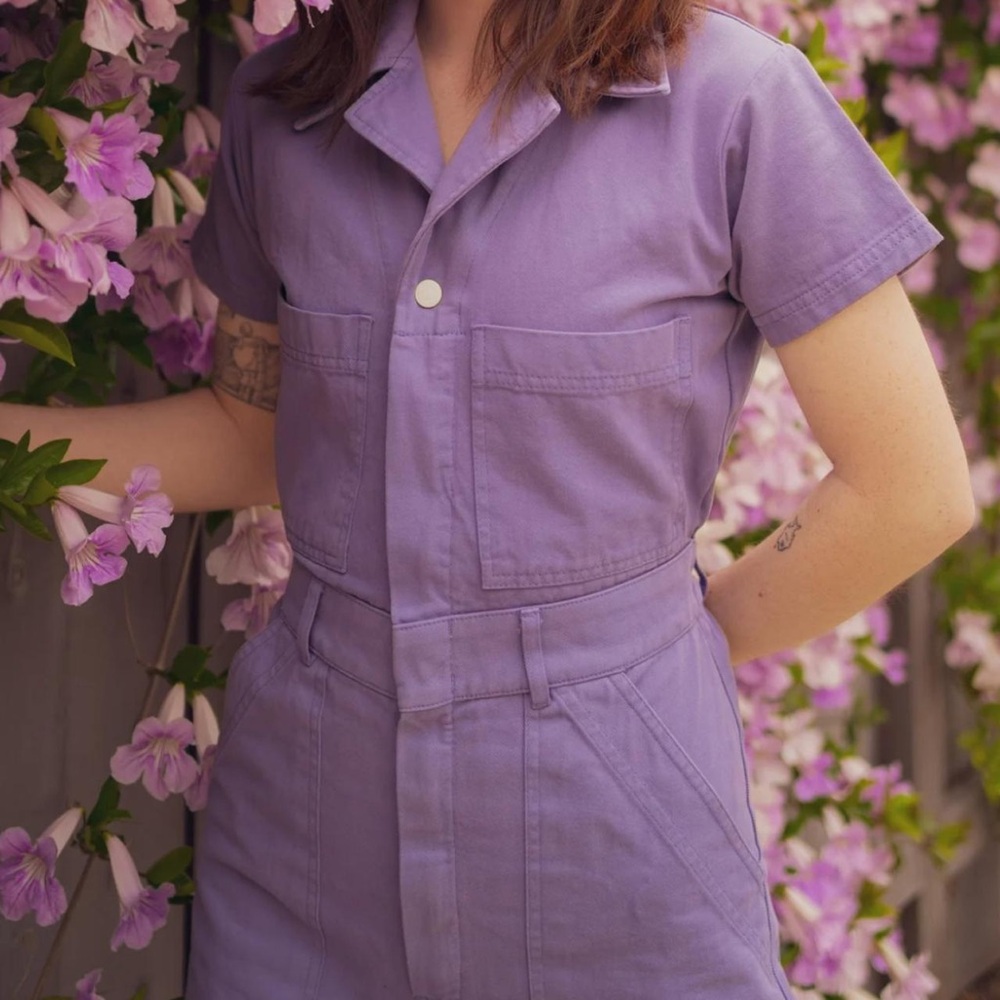 Lavender Short Sleeve Big Bud Press Jumpsuit